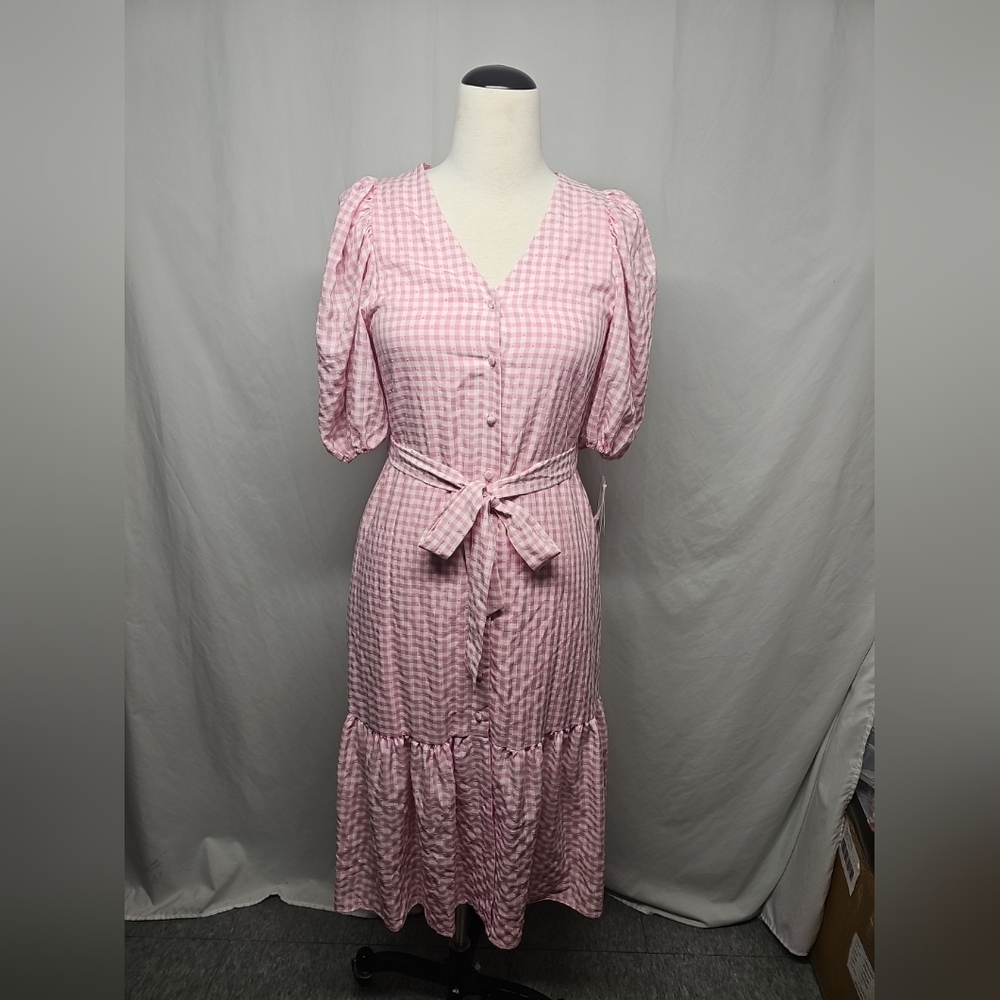 Taylor Pink Ruffled Tiered Midi Sundress